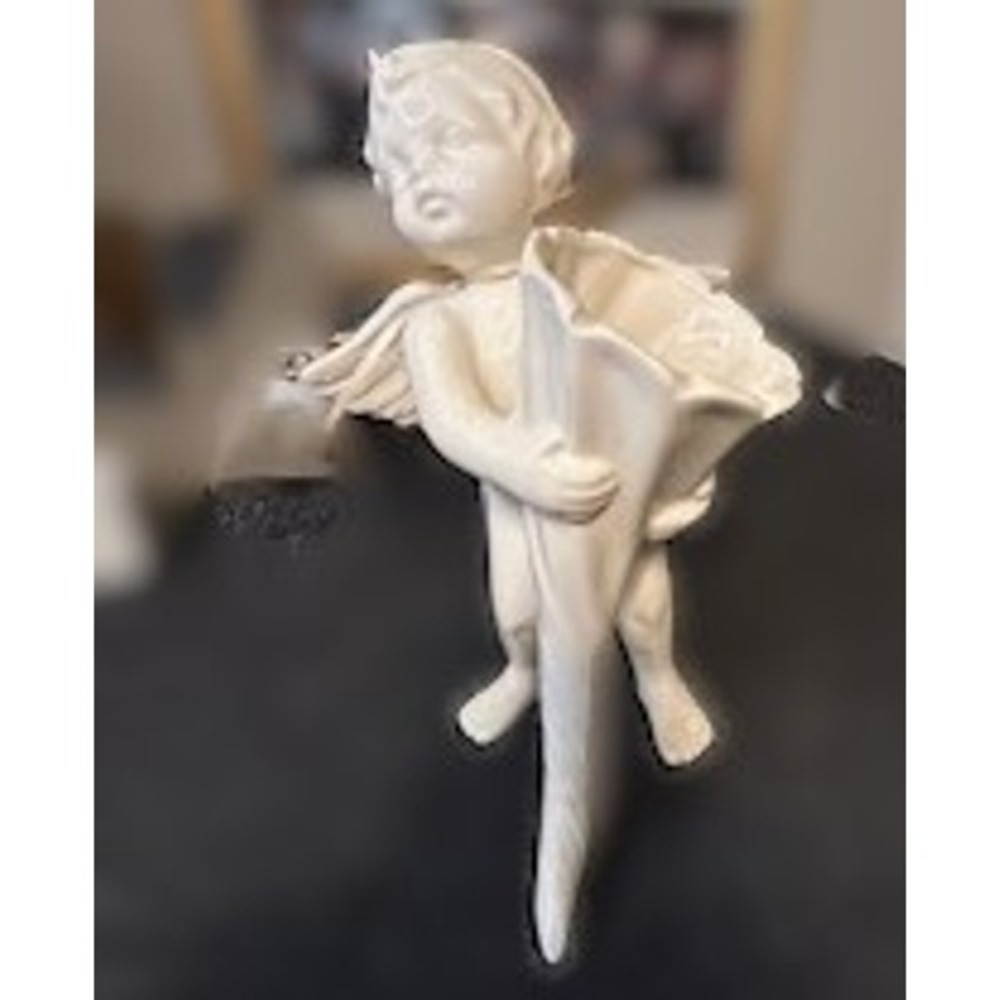 Mud Pie White Ceramic Cherub Angel Figurine Vase Judd-Miller & Co Georgia